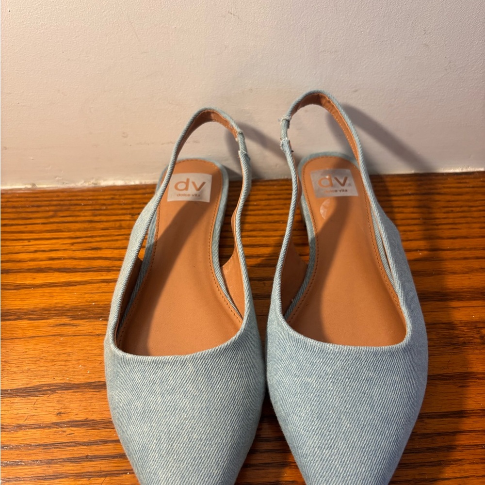 DV by Dolce Vita Light Blue Denim Slingback Flats